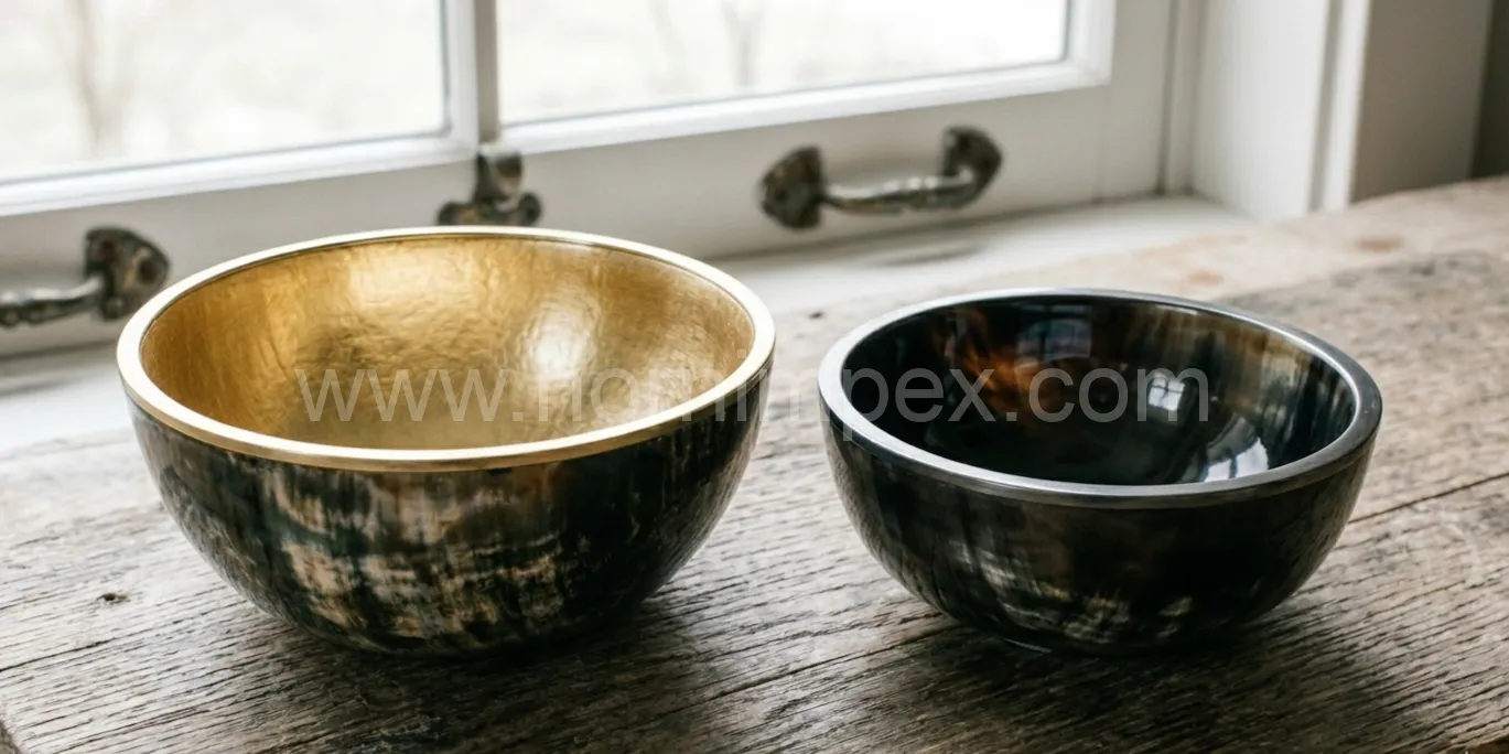 Handcrafted buffalo horn bowls made by local artisans for global export markets