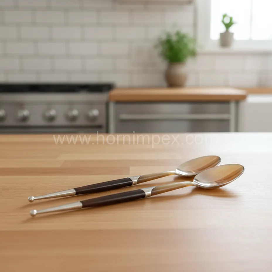 Buffalo Horn Spoon with Metal Handle – Handmade & Polished Export Quality - Buffalo Horn Spoons - image 3