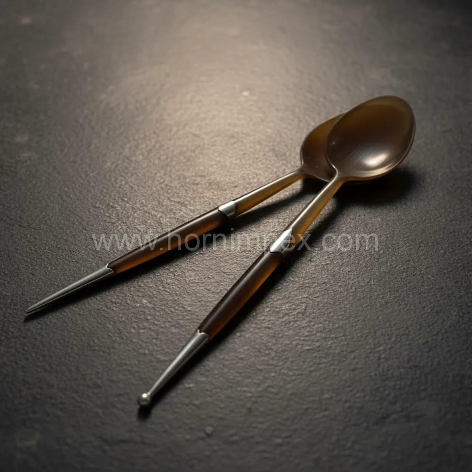Buffalo Horn Spoon with Metal Handle – Handmade & Polished Export Quality - Buffalo Horn Spoons - image 2