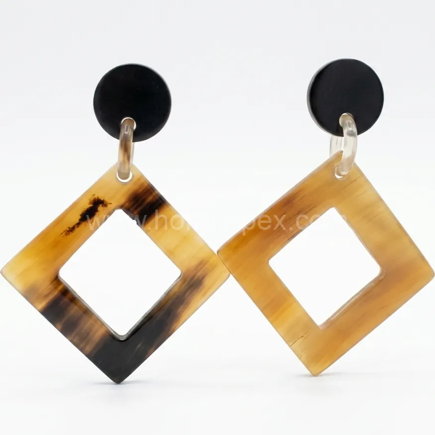 Handcrafted Natural Water Buffalo Horn Earrings - Buffalo Horn Earrings - image 1