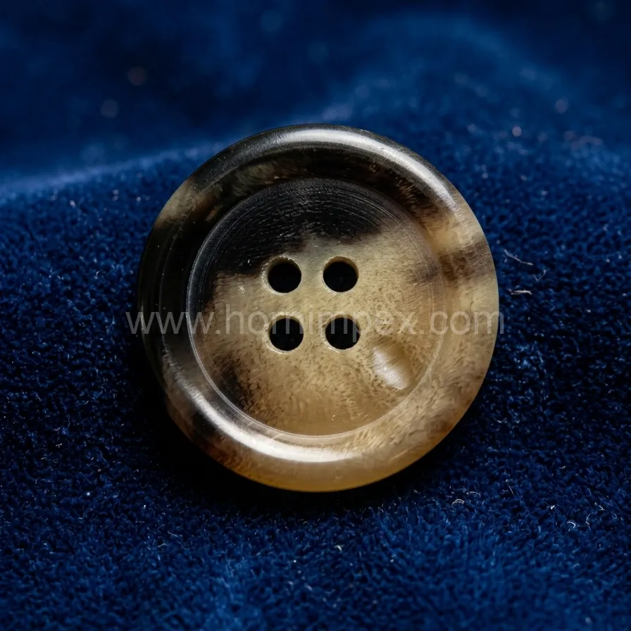 Premium Real Buffalo Horn Button 4-Hole Natural Pattern for Suits – Bulk Supply & Export from India - Buffalo Horn Buttons - image 1