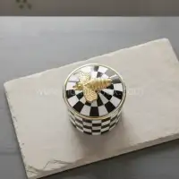 Black & White Horn Inlay Decorative Jar – Handmade Checkered Design - Second View