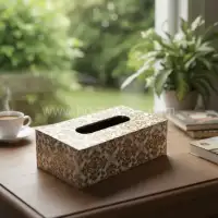 Bone Inlay Resin Tissue Box – Handmade Decorative Tissue Holder - Second View