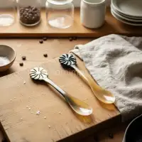 Buffalo Horn Spoon with Carved Floral Handle – Handmade & Polished Export Quality - Second View