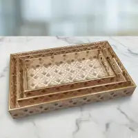 Decorative Resin Inlay Serving Trays – Geometric Design Set of 3 - Second View