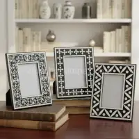 Handcrafted Bone Inlay Photo Frame Set – Black & White Collection - Front View