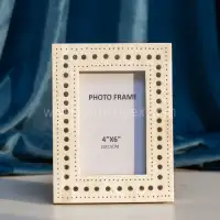 Handcrafted Bone Inlay Photo Frame with Horn Dots - Front View