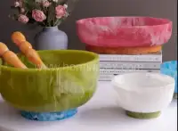 Handcrafted Color Resin Salad Bowl with Serving Spoons – Wholesale Export - Second View