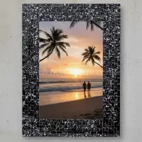 Handcrafted Mosaic Photo Frame – Black & White Horn Bone Design - Second View