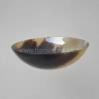 Handcrafted Polished Buffalo Horn Serving Bowl - Front View