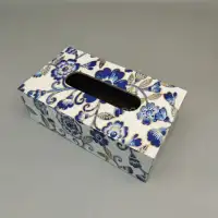 Handmade Blue Floral Bone Inlay Tissue Box – Indian Export Quality - Second View