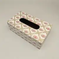 Handmade Lotus Bone Inlay Tissue Box – Elegant Floral Decor Exported from India - Second View