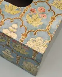 Premium Handcrafted Wooden Tissue Box with Blue Floral Inlay – Export Quality - Second View