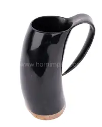 Handmade Buffalo Horn Beer Mug with Curved Handle – 300 ml – Natural & Rustic Drinkware | HornImpex - Second View