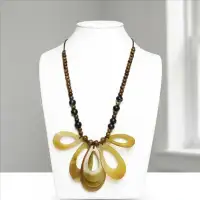 Artisan Handcrafted Natural Horn Bead Statement Necklace | Ethical Indian Jewelry - Front View