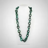 Graduated Green Resin Link Chain Necklace – Wholesale Supplier & Exporter - Front View