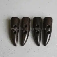 Black Horn Toggle Finished Buttons – Premium Natural Horn Fasteners - Front View