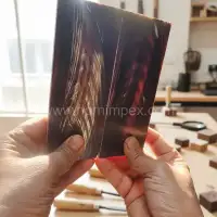 Buffalo Horn Plate Raw Material – Medium Brown with White Streaks | HornImpex Exporter - Front View