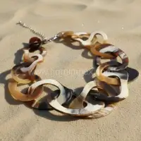 Natural Buffalo Horn Chunky Link Necklace - Front View