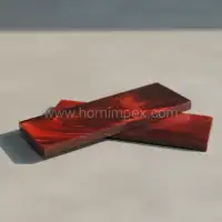 Polished Red Buffalo Horn Scales – Handmade Knife Handle Blanks from India - Front View