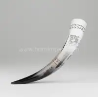 Viking Style Buffalo Horn Drinking Horn – Handcrafted Export Quality - Front View