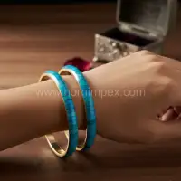 Wholesale Buffalo Bone & Brass Inlay Bangles for Export Buyers - Second View